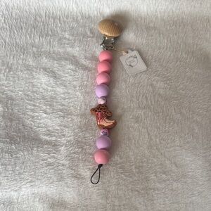 Pink and Purple Beaded Pacifier Clip